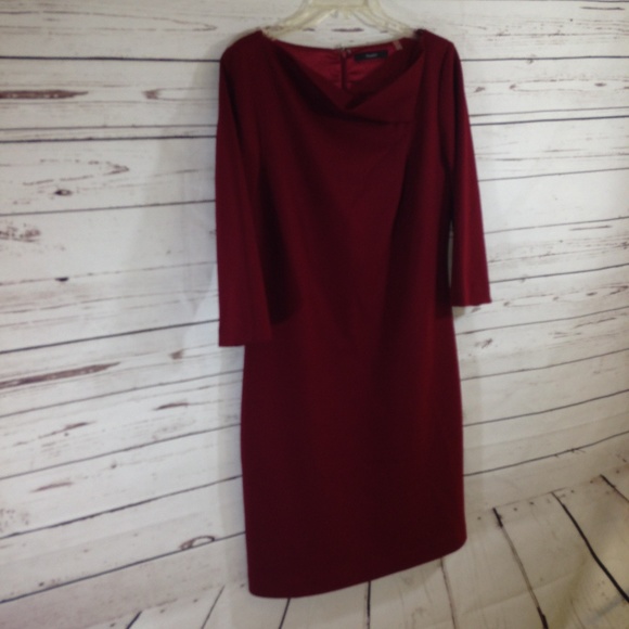 SOLD ~ Tahari Maroon Sleeve Sheath Dress Size 10 - Picture 3 of 7